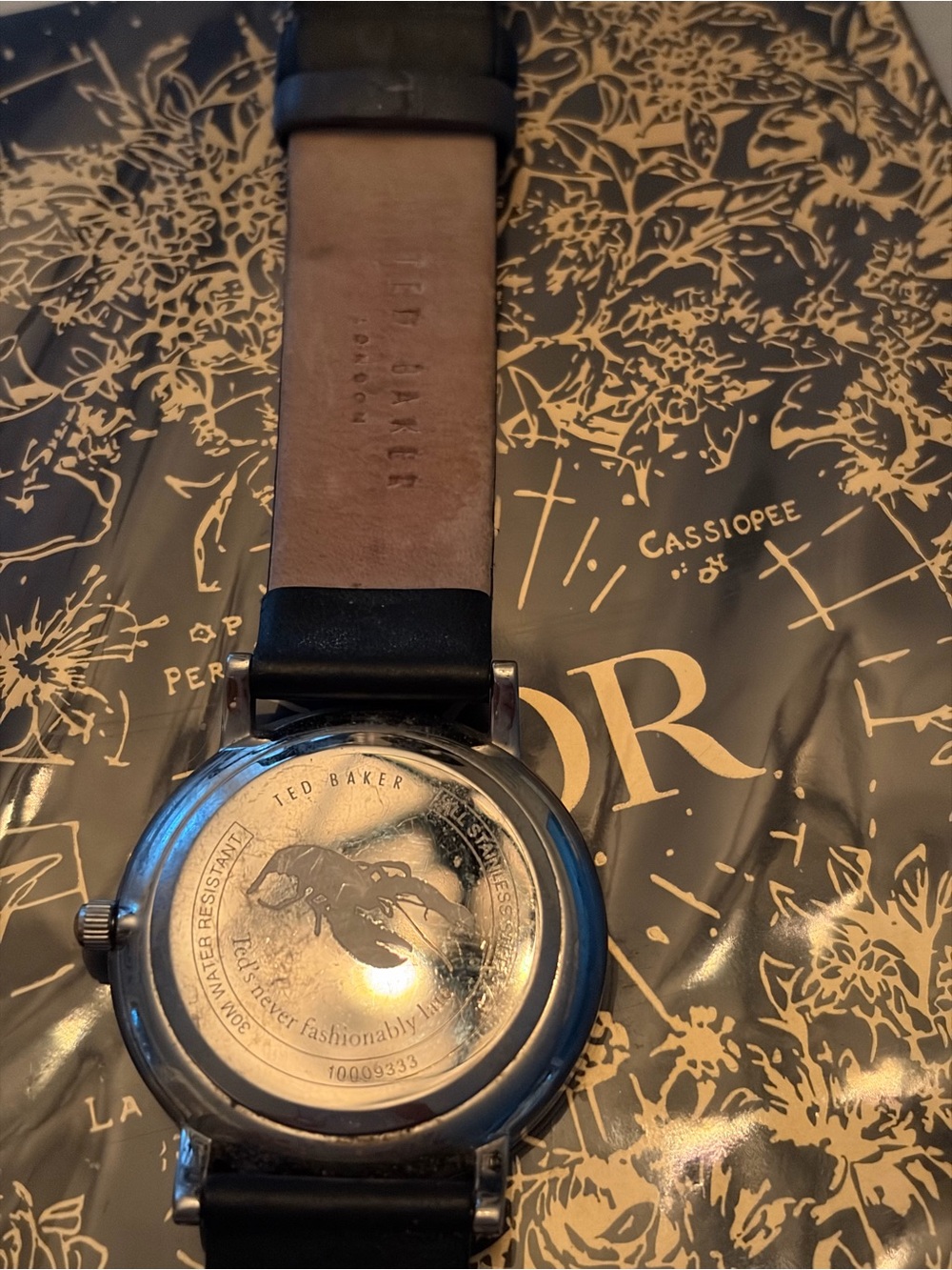 Ted Baker Black Leather Dual-Subdial Watch - Picture 4 of 5